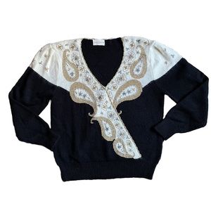 Vintage Black Gold Sweater
